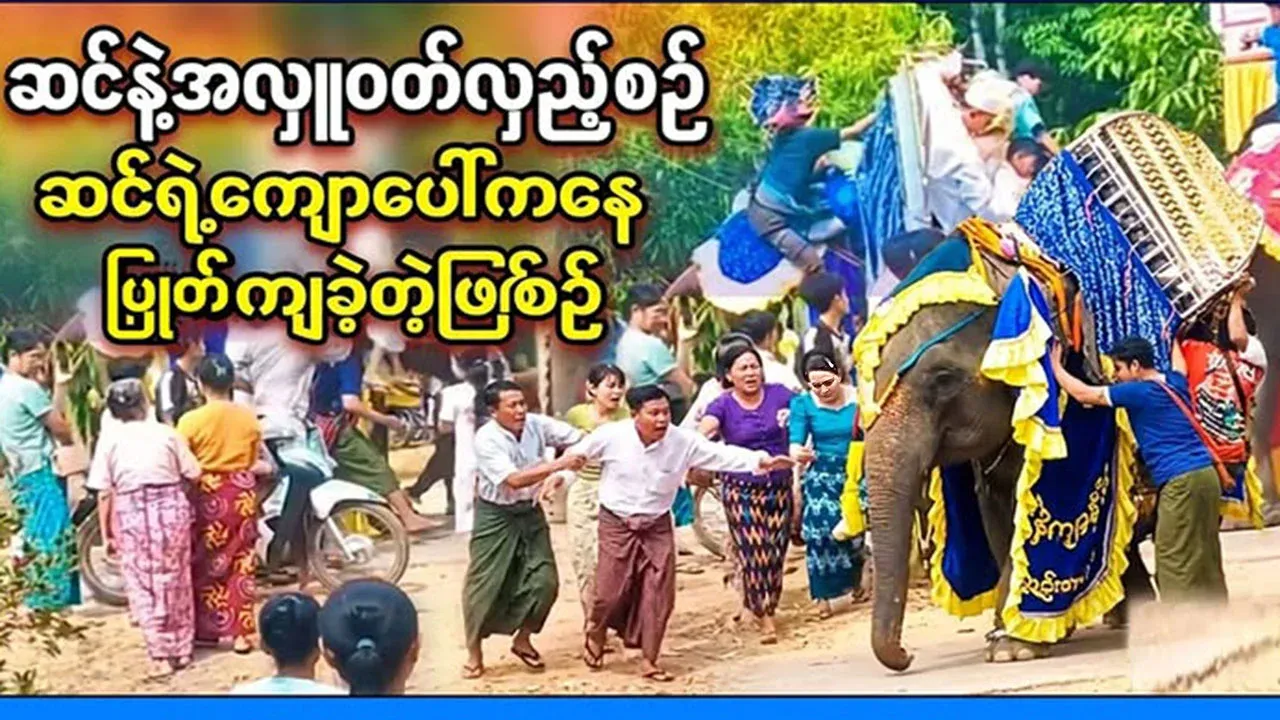 A video of an elephant swinging and falling off the stage